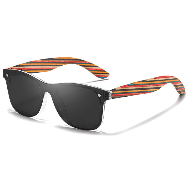 GM Color Skateboard Wooden Sunglasses Women Polarized Fashion Sun Glasses Original Wood Oculos de sol masculino