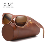 GM Wood Women Sunglasses Men High Grade Brand Carved Design Brown Bamboo Frame Polarized Sunglasses Skateboard Wood  Eyeglasses