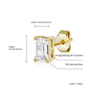 TOPGRILLZ New Classic 2-4mm Baguette Stud Earrings Iced Out Bling Cubic Zirconia Womens Earrings hypoallergenic Wedding Jewelry