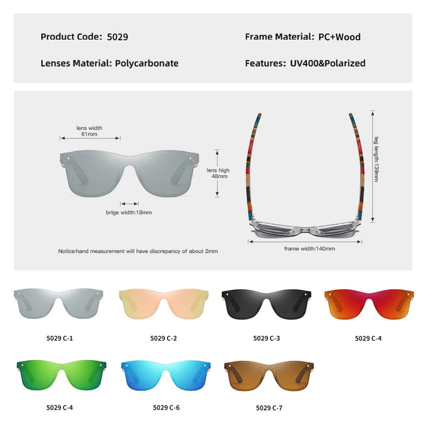 GM Color Skateboard Wooden Sunglasses Women Polarized Fashion Sun Glasses Original Wood Oculos de sol masculino