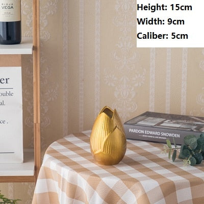 Luxury Europe Gold-plated Ceramic Vase Home Decor Creative Design Porcelain Decorative Flower Vase For Wedding Decoration