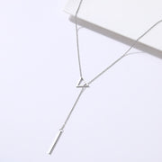 DOTIFI For Women Necklaces Innovation Double Pendant Long Chain Openwork Triangle and Baguette Stainless Steel Necklace