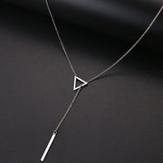 DOTIFI For Women Necklaces Innovation Double Pendant Long Chain Openwork Triangle and Baguette Stainless Steel Necklace