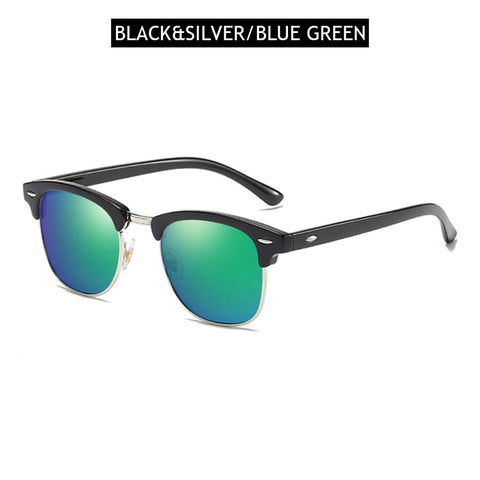 FUQIAN Classic Sunglasses Polarized Men Retro Square Rivet Sunglasses Women Male Driving Glasses UV400