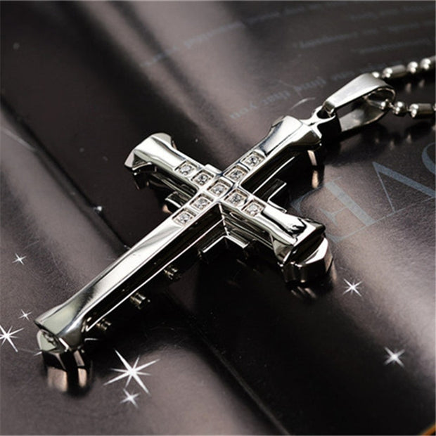 Brand New Fashion Black Rectangle Pendant Necklace Men Trendy Simple Stainless Steel Chain Jewelry