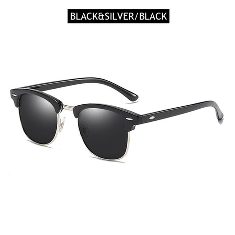 FUQIAN Classic Sunglasses Polarized Men Retro Square Rivet Sunglasses Women Male Driving Glasses UV400