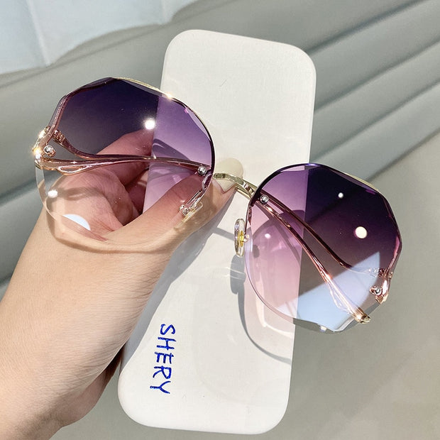 Rimless Fashion Sunglasses Women Tide Luxury