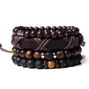 Men Bracelet Set Labradorite Hematite Bracelet Lava Tiger Eye Wrap Charm Bracelet Energy Protection Wristbands Pulsera Hombre