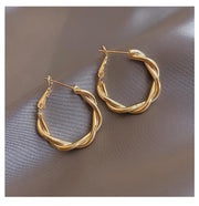 New Alloy Smooth Metal Hoop Earrings For Woman Fashion Jewelry Temperament Girl's Daily Wear Earrings