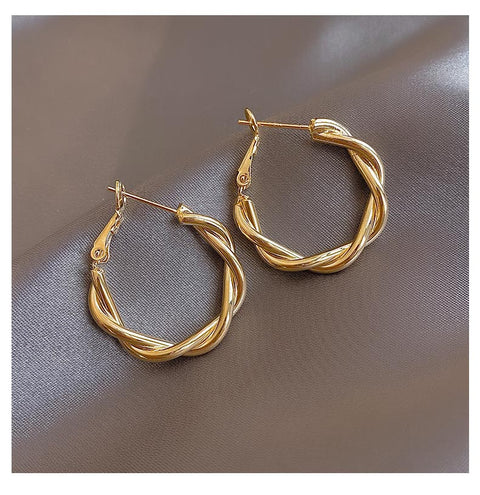 New Alloy Smooth Metal Hoop Earrings For Woman Fashion Jewelry Temperament Girl's Daily Wear Earrings