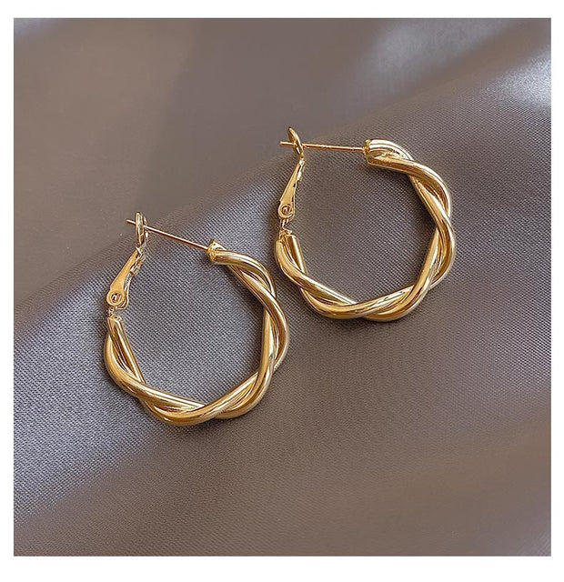 New Alloy Smooth Metal Hoop Earrings For Woman Fashion Jewelry Temperament Girl's Daily Wear Earrings