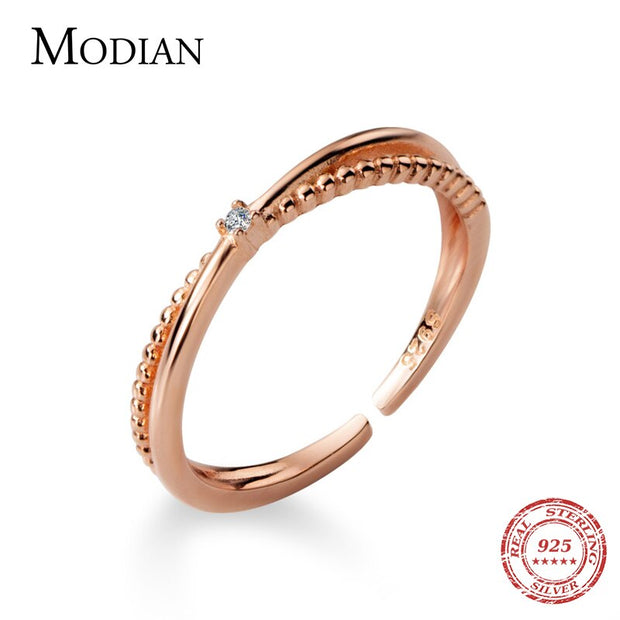 Fashion Genuine 925 Sterling Silver Double Circle Shiny Clear CZ Stackable Finger Ring for Women Fine Jewelry Party Gift