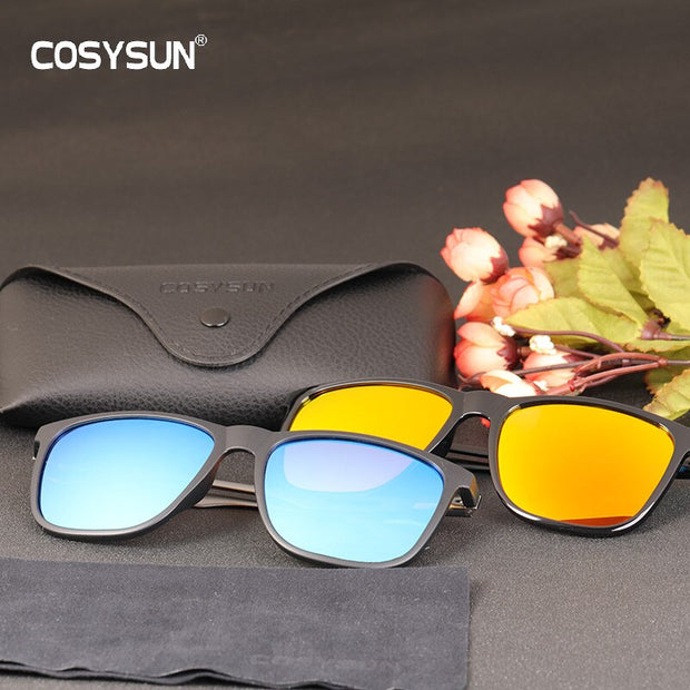 Fashion Men Driving Sunglasses Al-Mg Legs Men UV400 Polarized Square TR Frame