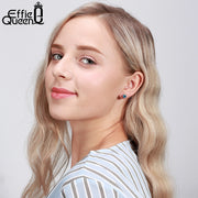 Effie Queen 925 Sterling Silver Birthstone Earrings for Women AAA Cubic Zircon 12 Colors Stud Earrings Fashion Girl Jewelry BE84