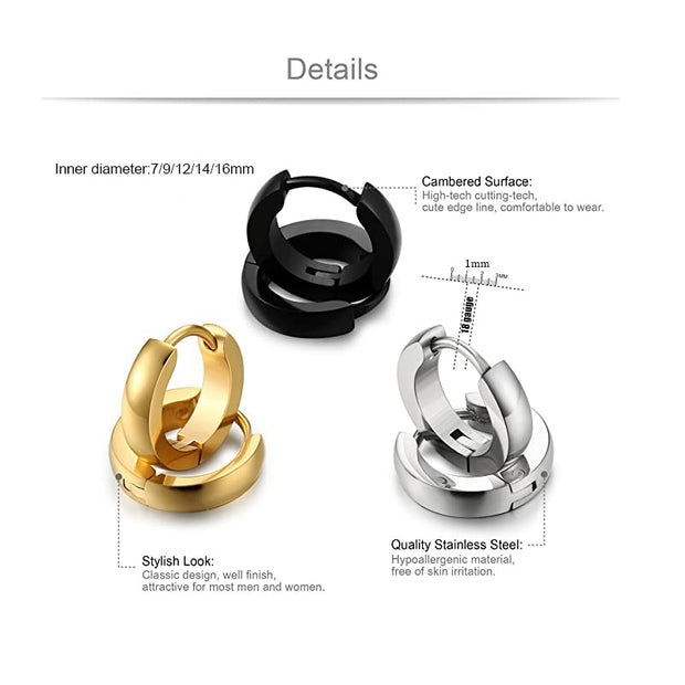 Small Hoop Earrings Women Circle Earrings Men High Polish Stainless Steel Round Earrings Jewelry Men Ear Piercing Bijoux Jewelry