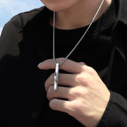 Brand New Fashion Black Rectangle Pendant Necklace Men Trendy Simple Stainless Steel Chain Jewelry