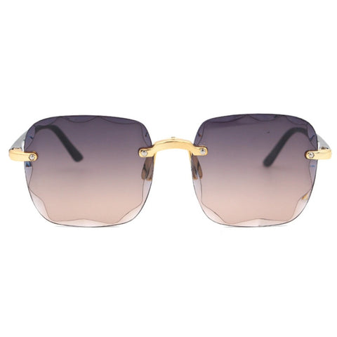 Oulylan Women Rimless Sunglasses Luxury Square Sun Glasses Female Fashion Oversized Eyewear Pink Gradient Shades Goggles UV400