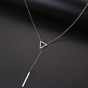DOTIFI For Women Necklaces Innovation Double Pendant Long Chain Openwork Triangle and Baguette Stainless Steel Necklace