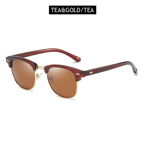 FUQIAN Classic Sunglasses Polarized Men Retro Square Rivet Sunglasses Women Male Driving Glasses UV400