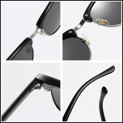 FUQIAN Classic Sunglasses Polarized Men Retro Square Rivet Sunglasses Women Male Driving Glasses UV400