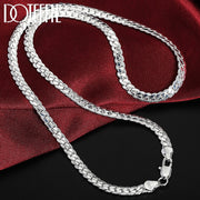 DOTEFFIL 925 Sterling Silver 6mm Side Chain Necklace-Bracelet for Woman-Men
