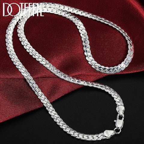 DOTEFFIL 925 Sterling Silver 6mm Side Chain Necklace-Bracelet for Woman-Men