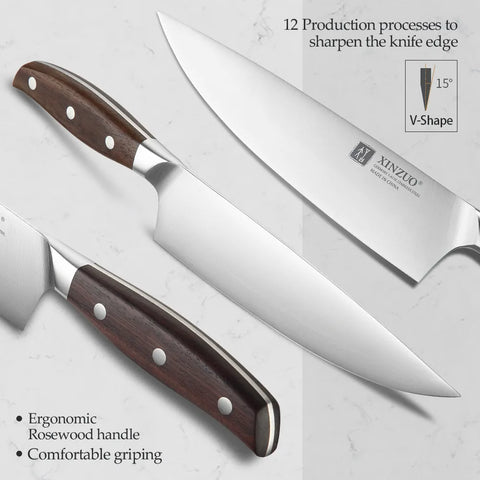Professional Full 7 PCS Set German 1.4116 Stainless Steel Best Kitchen Knives