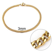 Jiayiqi 3-11 mm Men Chain Bracelet Stainless Steel Curb Cuban Link Chain Bangle for Male Women Hiphop Trendy Wrist Jewelry Gift