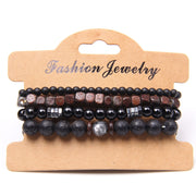 Men Bracelet Set Labradorite Hematite Bracelet Lava Tiger Eye Wrap Charm Bracelet Energy Protection Wristbands Pulsera Hombre