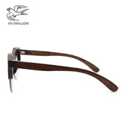 Semi-Rimless Sunglasses Fashion Pure Bamboo Men Polarized Shades For Women UV400