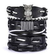 Men Leaf Leather Multilayer Bracelet Fashion Braided Handmade Star Knot Leaf Rope Wood Beads Wrap Bracelets & Bangles Male Gift