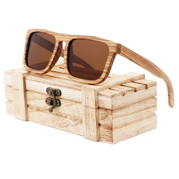 New Zebra Wood Polarizing Sunglasses Simple Square Sunglasses for Men and Women Universal Fashion Frame Glasses TAC Lens UV400