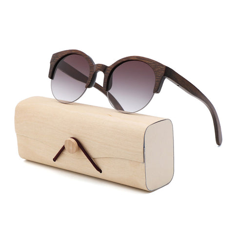 Semi-Rimless Sunglasses Fashion Pure Bamboo Men Polarized Shades For Women UV400
