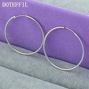 DOTEFFIL 925 Sterling Silver Round Circle 30mm Hoop Earrings For Woman Wedding Engagement Party Fashion Charm Jewelry