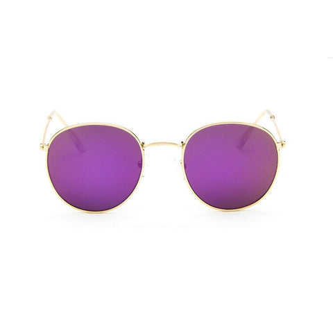Round Sunglasses Woman Brand Designer Alloy Mirror Ray