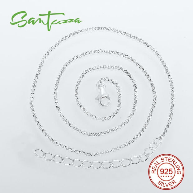 SANTUZZA Pure 925 Silver Chain Necklace Link Necklace For Women Fashion Jewelry 45cm 47cm 55cm Long
