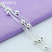 DOTEFFIL 925 Sterling Silver Five Snake Chain Bracelet Smooth Bead Silver Bracelet Fashion Women Wedding Engagement Jewelry