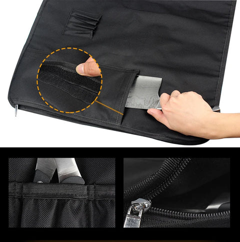 Portable Knife Roll Bag Oxford Multiple Pockets Kitchen Utensils Chef Storage Bag Camping Trip Carry Case Bag