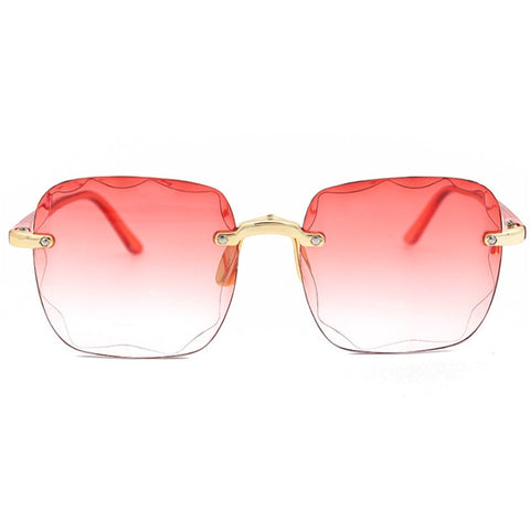 Oulylan Women Rimless Sunglasses Luxury Square Sun Glasses Female Fashion Oversized Eyewear Pink Gradient Shades Goggles UV400