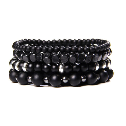 Men Bracelet Set Labradorite Hematite Bracelet Lava Tiger Eye Wrap Charm Bracelet Energy Protection Wristbands Pulsera Hombre