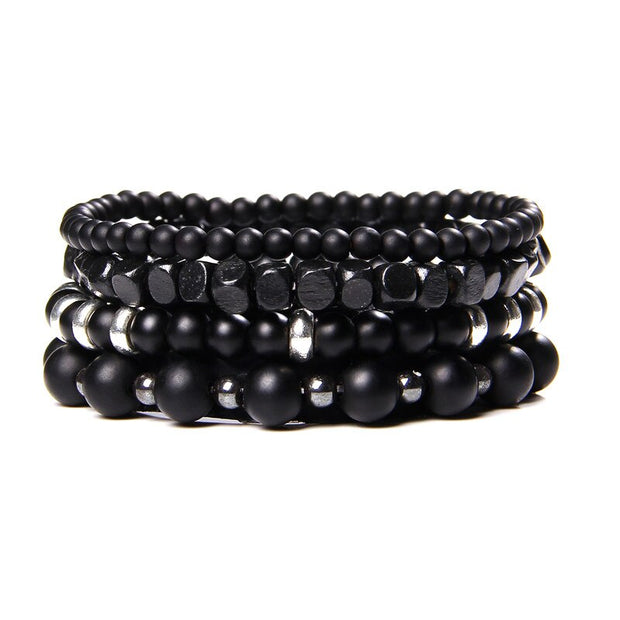 Men Bracelet Set Labradorite Hematite Bracelet Lava Tiger Eye Wrap Charm Bracelet Energy Protection Wristbands Pulsera Hombre