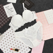 Conjunto de sujetador de encaje, lencería sexy, sujetador y bragas florales cómodos, aro push-up, correas ajustadas