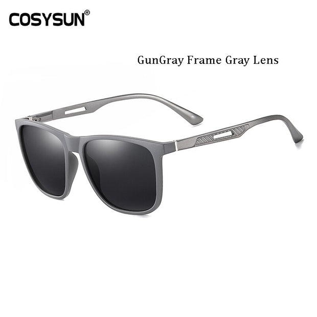Fashion Men Driving Sunglasses Al-Mg Legs Men UV400 Polarized Square TR Frame