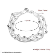 DOTEFFIL 925 Sterling Silver Five Snake Chain Bracelet Smooth Bead Silver Bracelet Fashion Women Wedding Engagement Jewelry