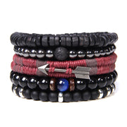 Men Bracelet Set Labradorite Hematite Bracelet Lava Tiger Eye Wrap Charm Bracelet Energy Protection Wristbands Pulsera Hombre