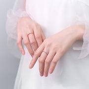Fashion Genuine 925 Sterling Silver Double Circle Shiny Clear CZ Stackable Finger Ring for Women Fine Jewelry Party Gift