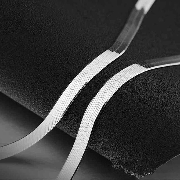 925 Sterling Silver Color Necklace 4MM Snake Chain Men & Women Couple Sterling Silver Jewelry Blade Chain