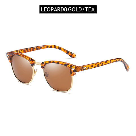 FUQIAN Classic Sunglasses Polarized Men Retro Square Rivet Sunglasses Women Male Driving Glasses UV400