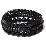 Men Bracelet Set Labradorite Hematite Bracelet Lava Tiger Eye Wrap Charm Bracelet Energy Protection Wristbands Pulsera Hombre