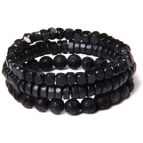 Men Bracelet Set Labradorite Hematite Bracelet Lava Tiger Eye Wrap Charm Bracelet Energy Protection Wristbands Pulsera Hombre
